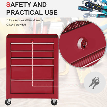 5-Drawer Rolling Lockable Steel Tool Chest