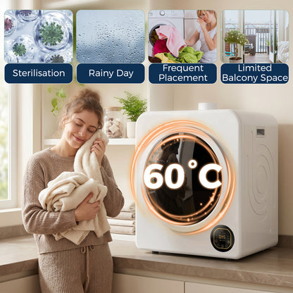 Secadora de ropa compacta con tambor de acero inoxidable 8 kg