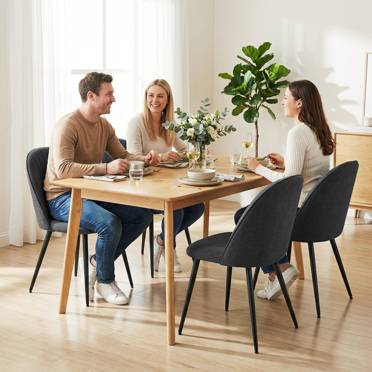 Set of 4 Modern Velvet Dining Chairs