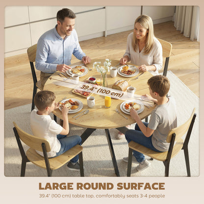 Contemporary 100 cm Round Wood Dining Table