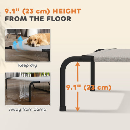 Elevated outdoor dog bed with breathable mesh