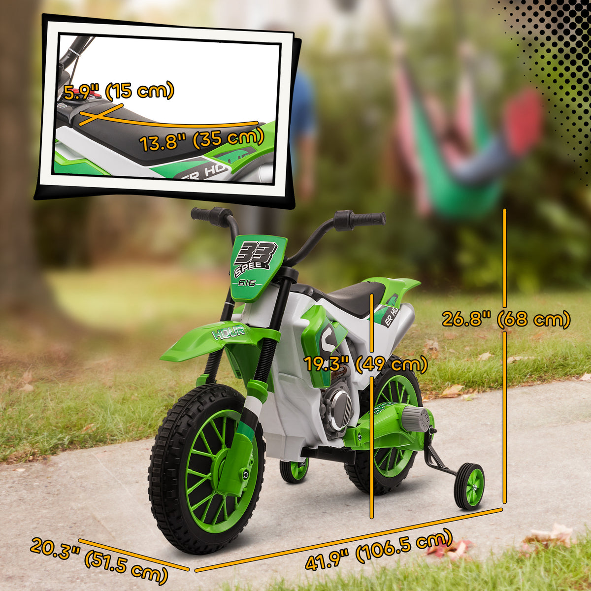 Electric motorcycle kids 12V removable wheels
