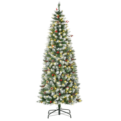 Pre-Lit Slim Flocked Artificial Christmas Tree with LED Lights