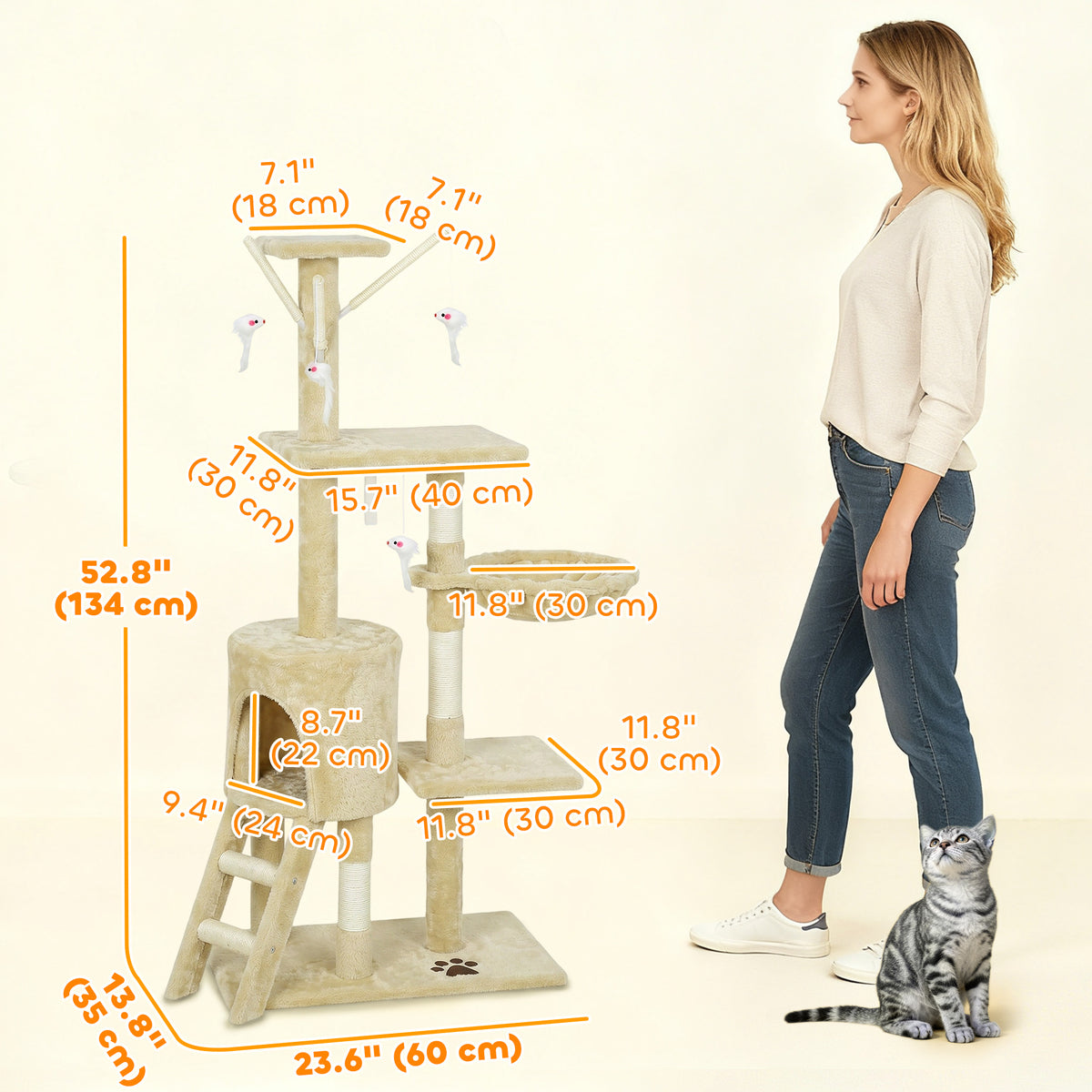 Multi-Level Cat Tree Tower with Scratching Posts