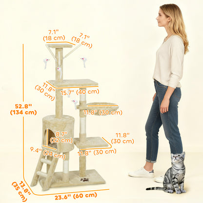 Multi-Level Cat Tree Tower with Scratching Posts