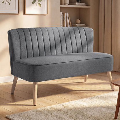 Sofa 2 seater modern linen fabric wood legs