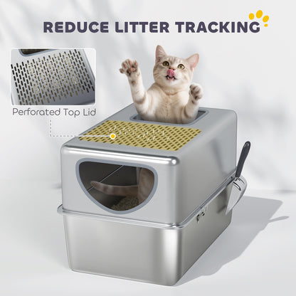 Enclosed Stainless Steel Cat Litter Box