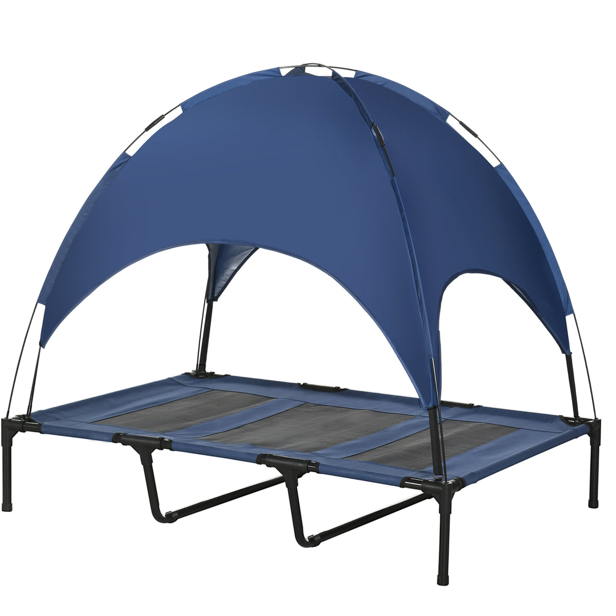 Elevated dog bed with canopy