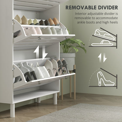Narrow shoe storage cabinet 3 flip drawers