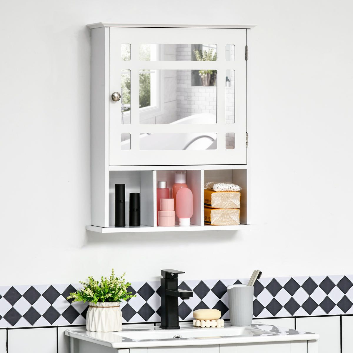 Wall mounted mirrored medicine cabinet