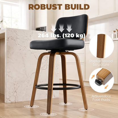 Modern Swivel PU Leather Counter Bar Stools — Set of 2