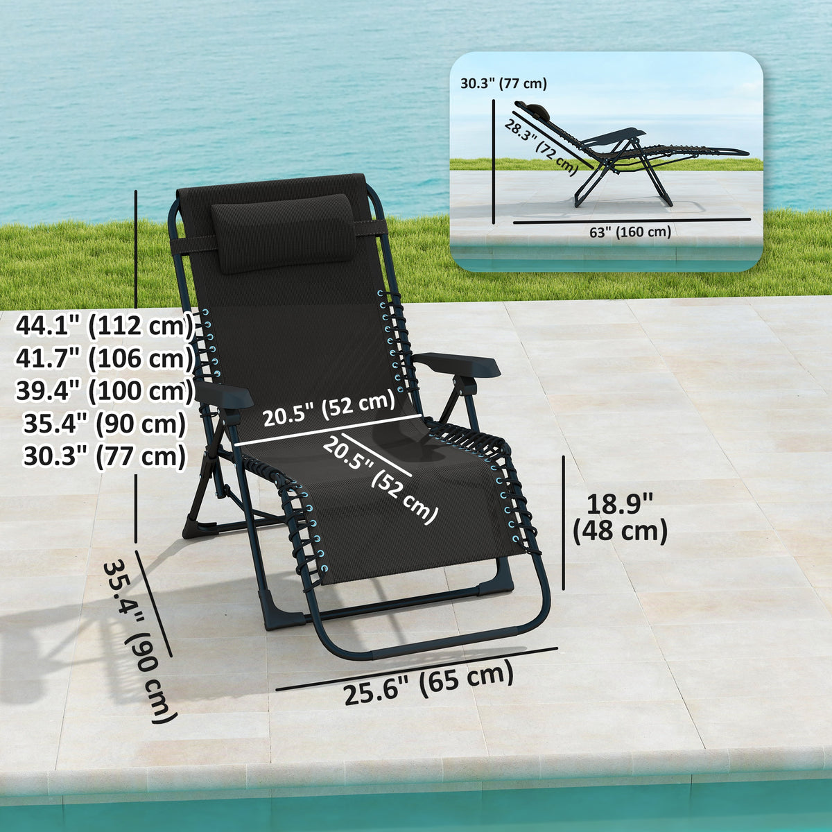5-Position Zero Gravity Folding Outdoor Lounge Chair