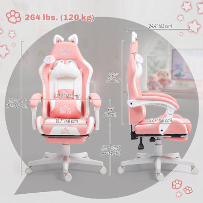 Cat style gaming chair with footrest