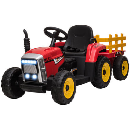 12V Kids Electric Ride-On Tractor with Trailer