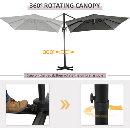 Sombrilla excentrada cuadrada de 245 cm con rotación de 360 grados