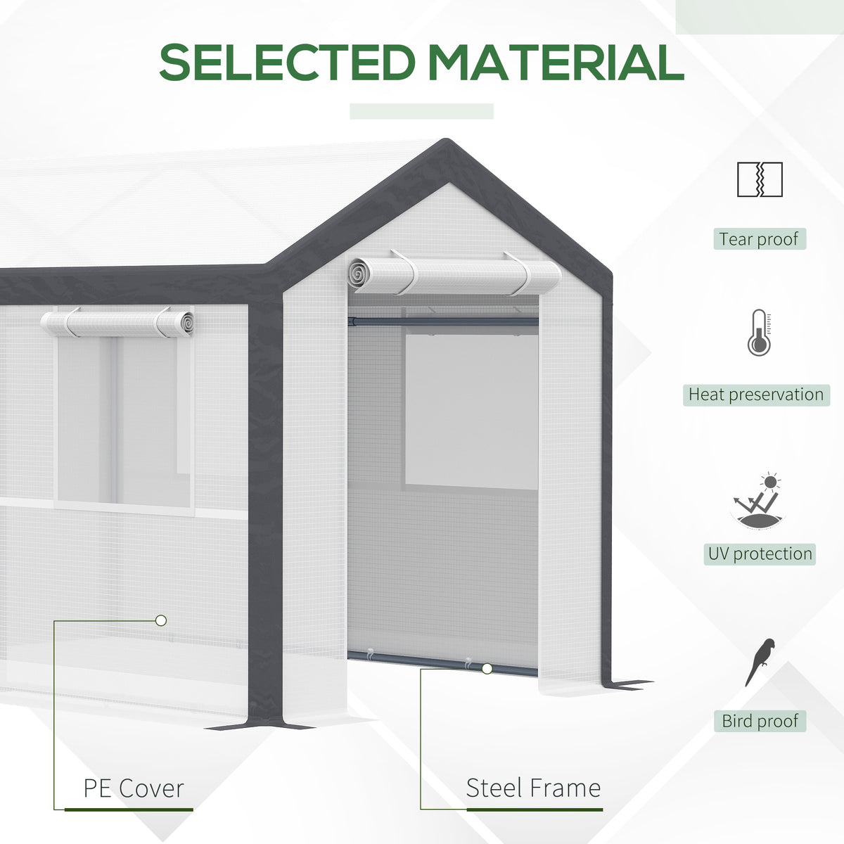 2x3m Heavy Duty Walk-in Greenhouse with Steel Frame