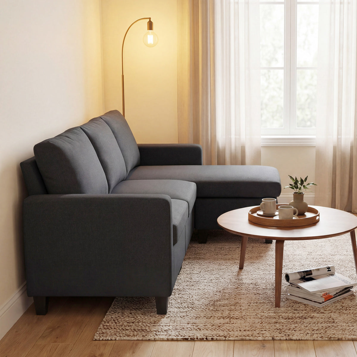 Modern L-Shape Sectional Sofa with Ottoman