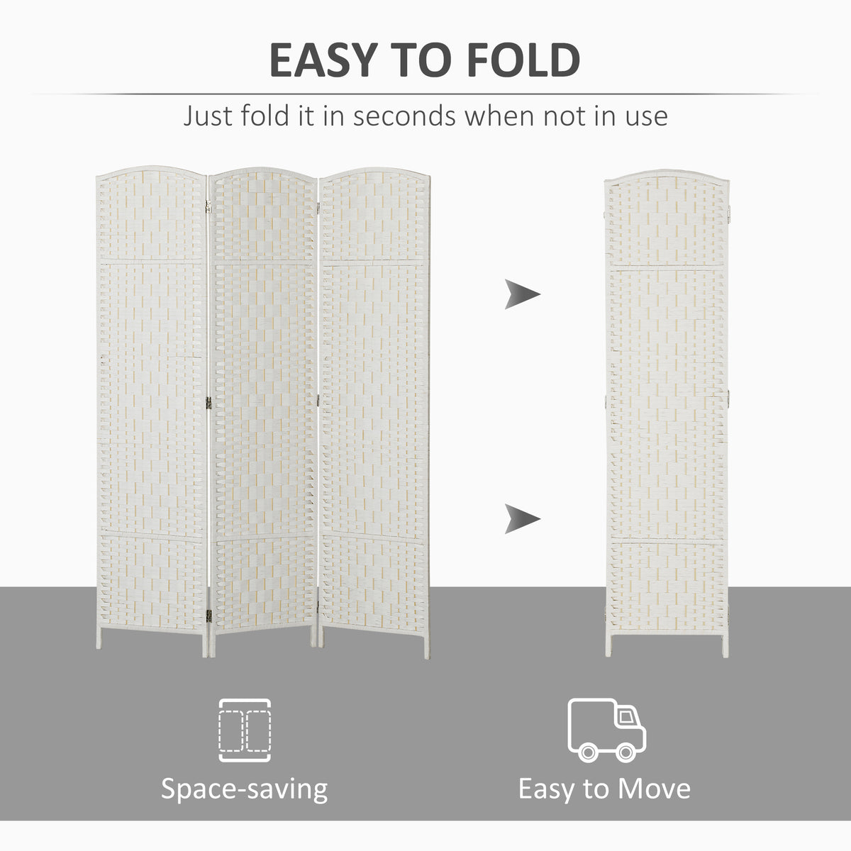 180 cm Folding Room Divider 3-Panel Wooden