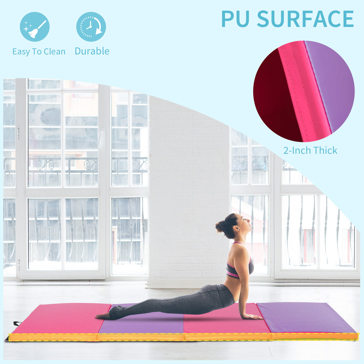 Colchoneta de gimnasia plegable gruesa para entrenamiento