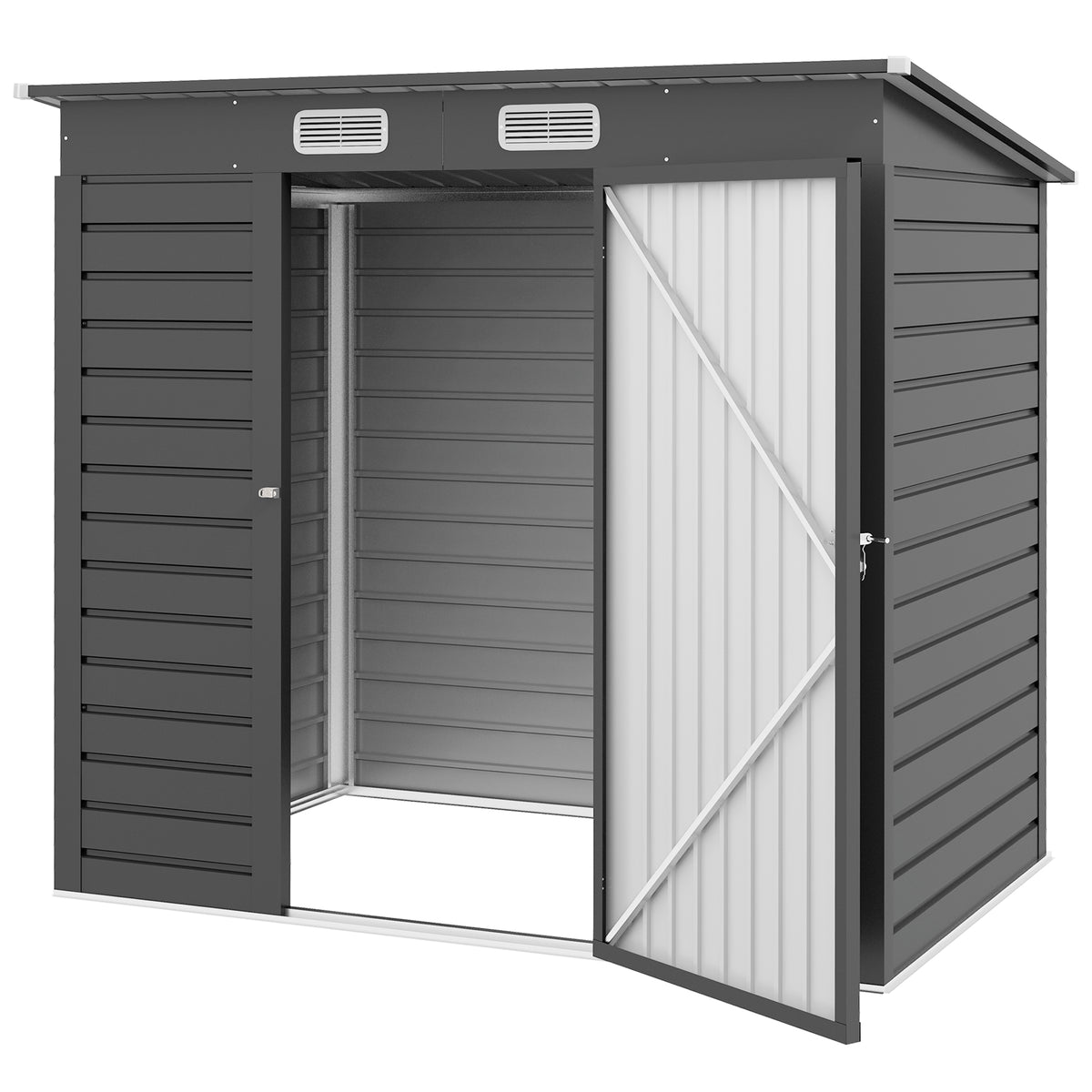 Galvanized Metal Garden Shed 6x4 ft — gray