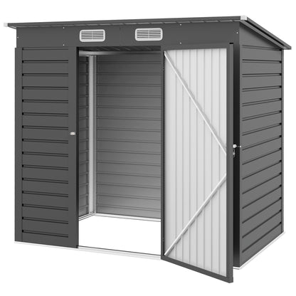 Galvanized Metal Garden Shed 6x4 ft — gray