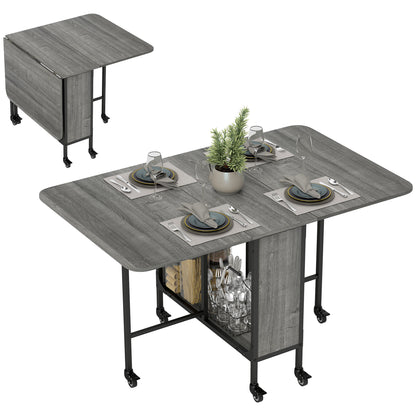 Mesa de comedor plegable extensible con tablero y ruedas