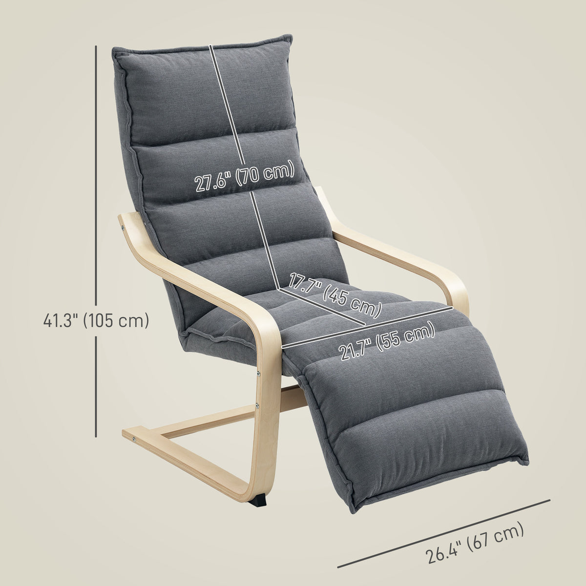 Velvet Accent Chair with Integrated Footrest