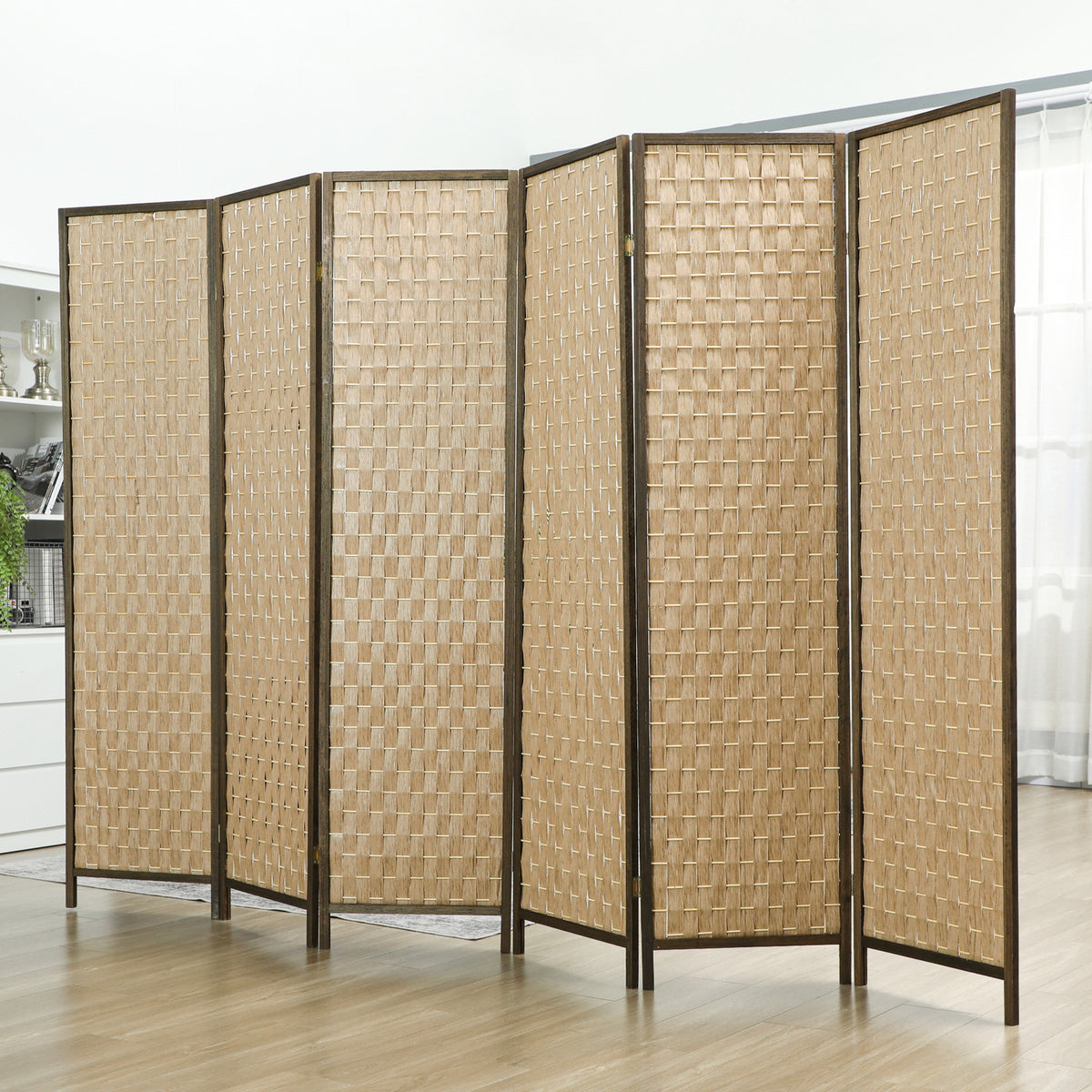 6-Panel Hand-Woven Room Divider Screen
