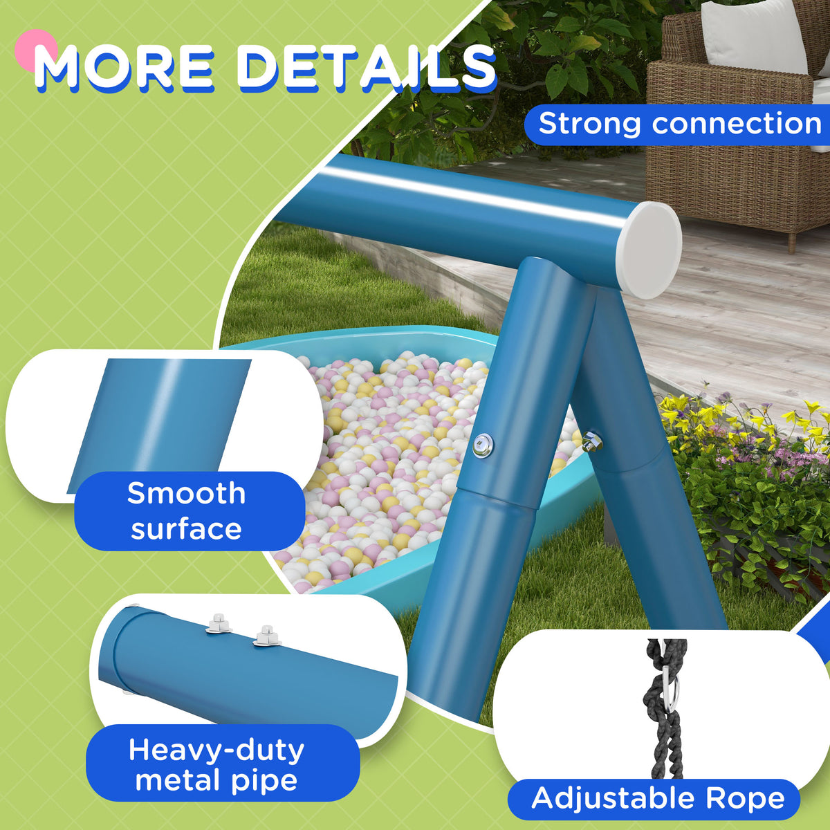 Outdoor Metal Kids Swing Set