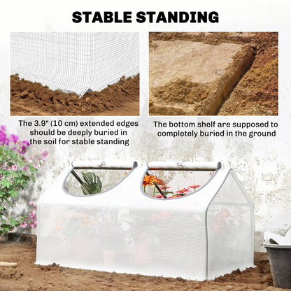 Portable mini tunnel greenhouse steel PE 120 cm