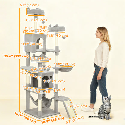 Árbol para gatos de varios niveles de 192 cm con 8 rascadores