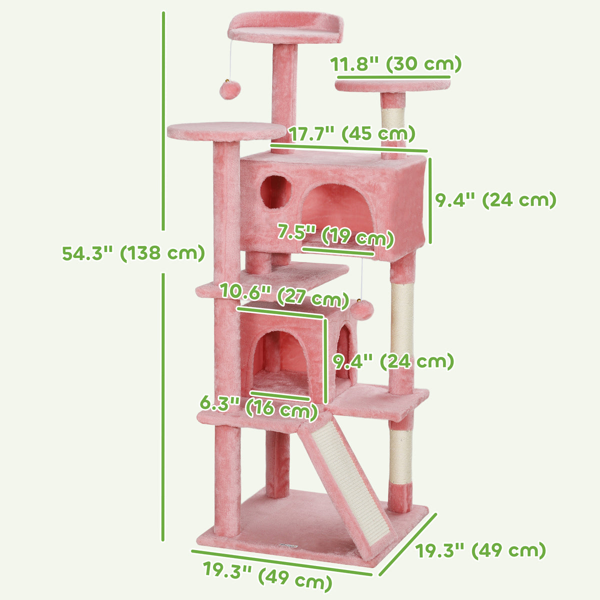 Multi-Level Cat Tree with Scratching Posts and Condo 138 cm