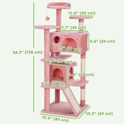 Multi-Level Cat Tree with Scratching Posts and Condo 138 cm