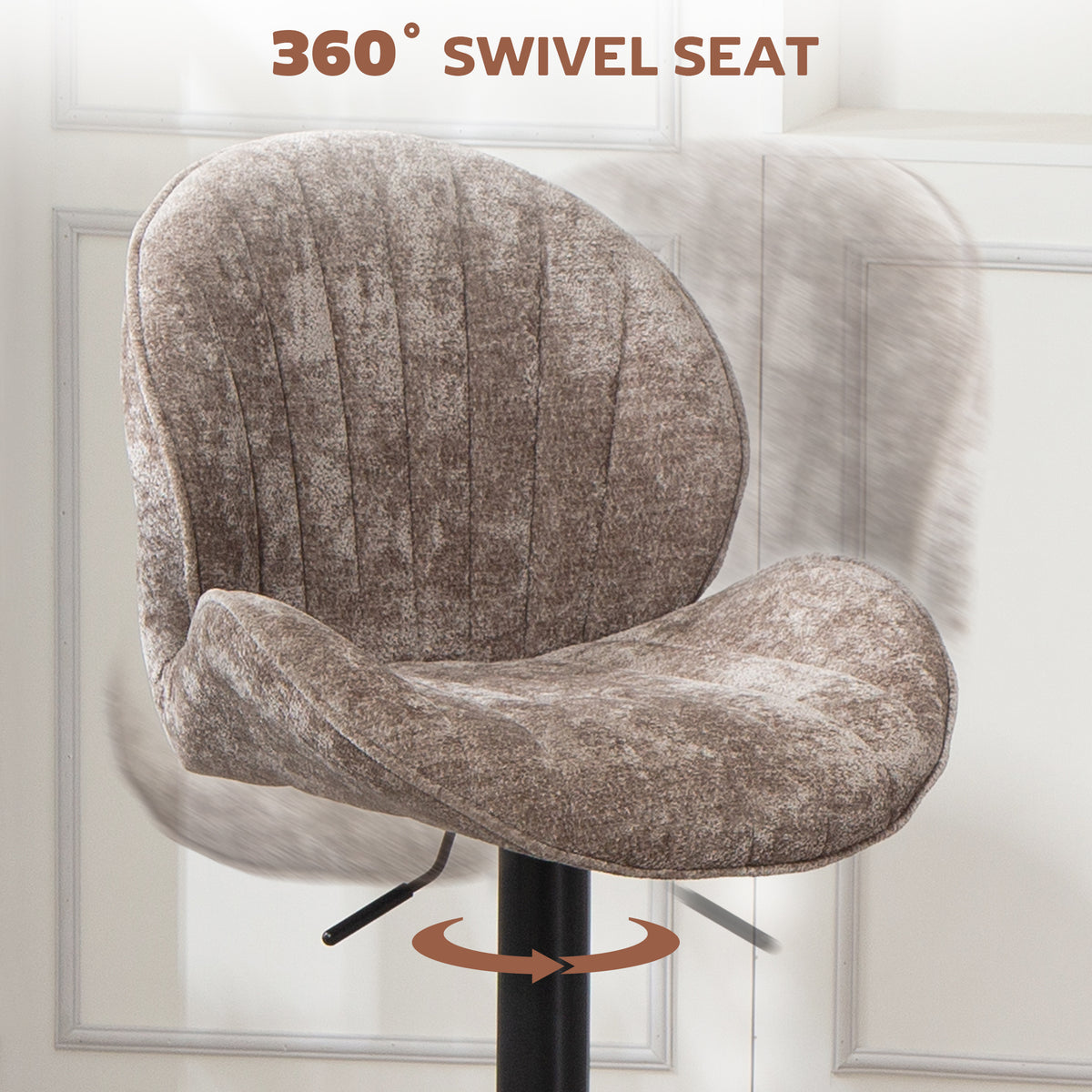 Bar stools swivel set of 2 chenille adjustable height