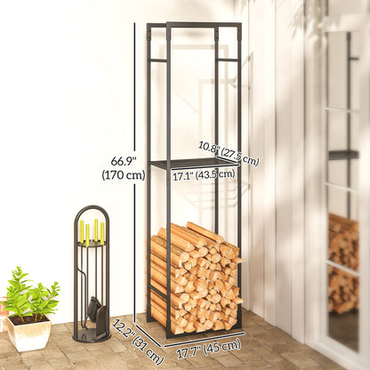 Soporte robusto para leña y estante ajustable