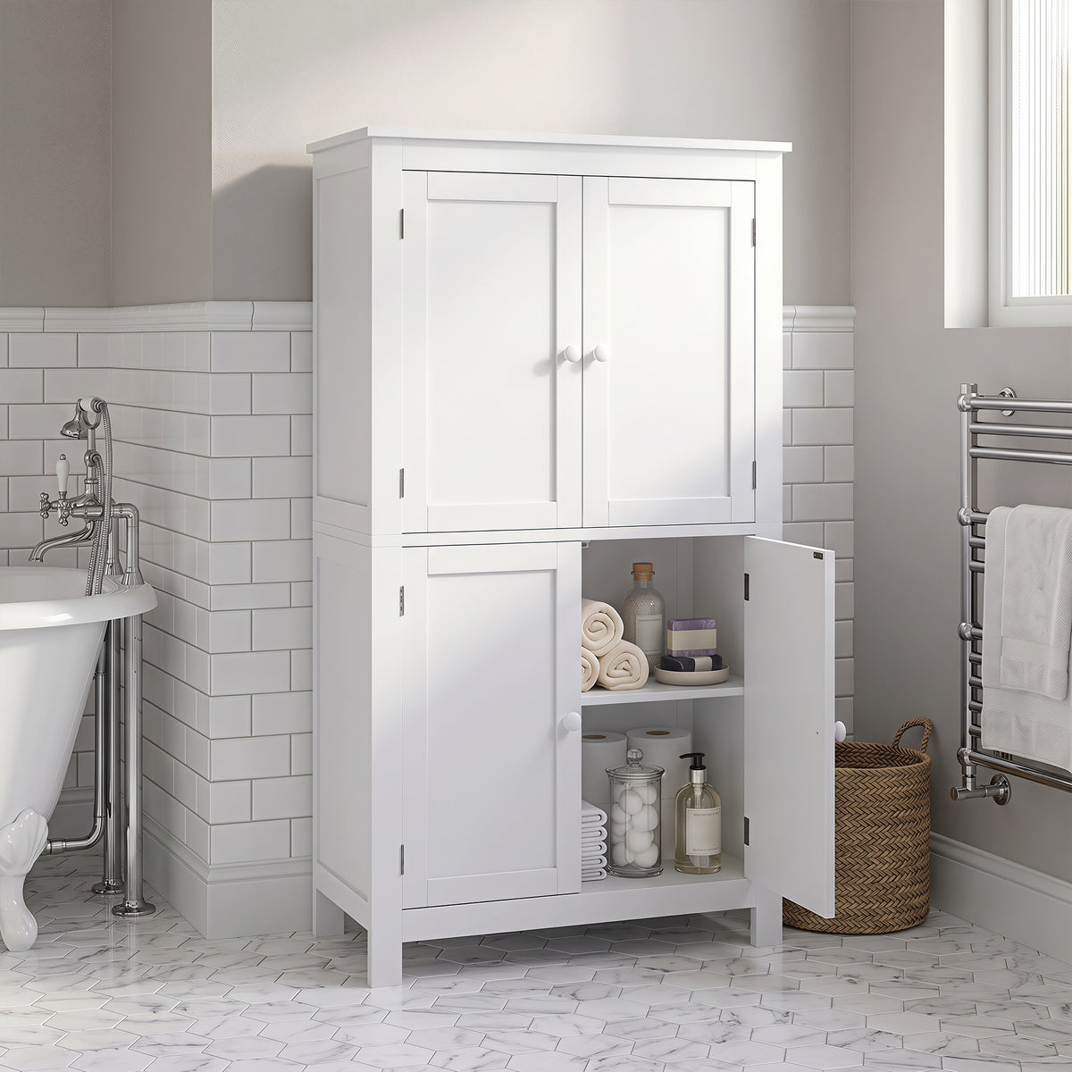 Freestanding bathroom cabinet with doors