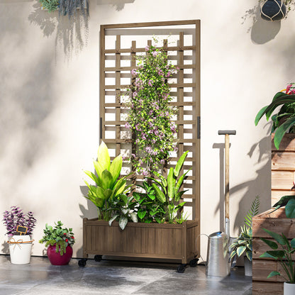 Jardinera elevada con celosía y ruedas