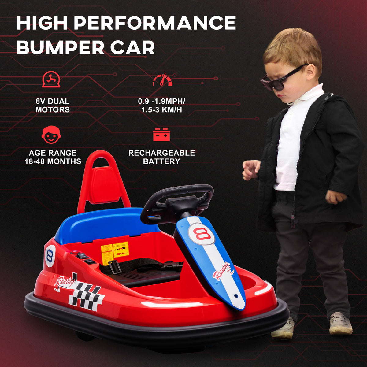 Electric Bumper Car for Toddlers 6V 360° Spin