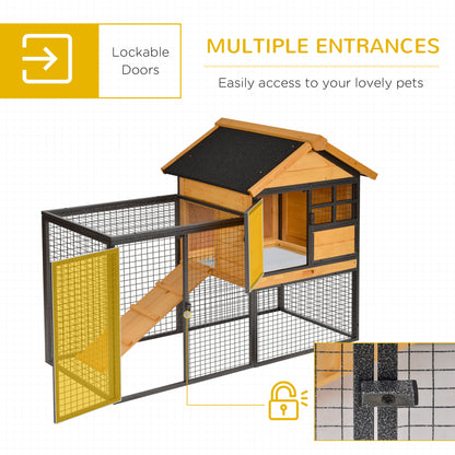 Outdoor Wooden Rabbit Hutch 48" — Yellow