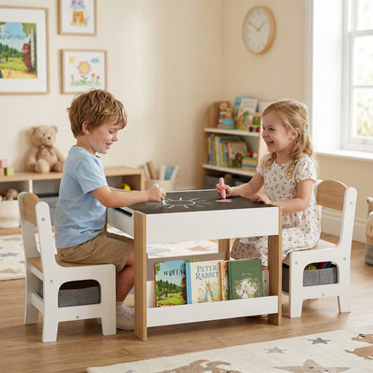 Kids Table and Chair Set with Reversible Tabletop