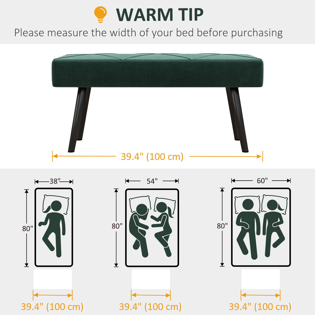 Upholstered Velvet Bedroom Bench — Steel Legs