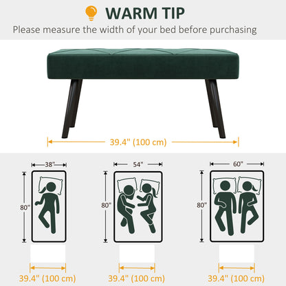 Upholstered Velvet Bedroom Bench — Steel Legs