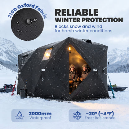 4 Person Pop-Up Ice Fishing Tent 360 x 180 x 202 cm