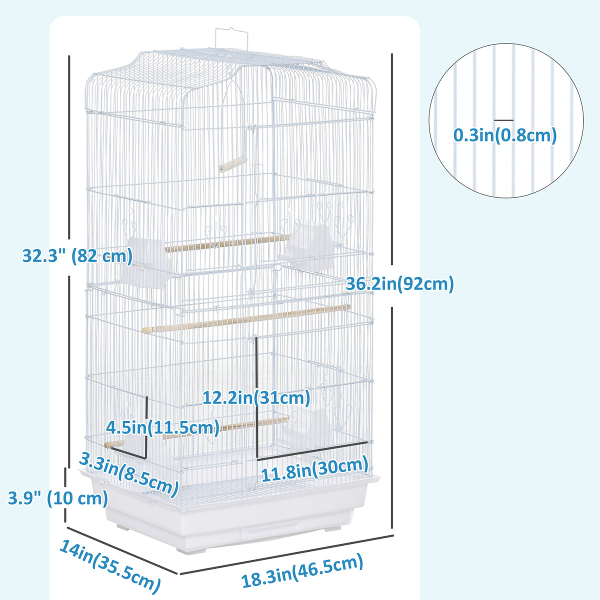Flight Bird Cage 2 Doors with Perches and Feeders