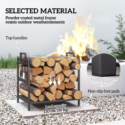 Heavy duty log stand with handles — reindeer design