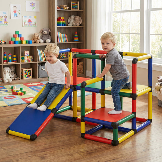 Kids climbing structure with slide