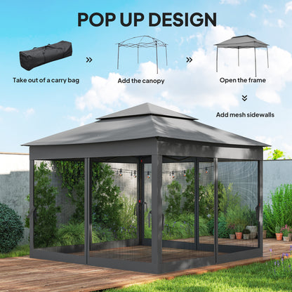 Tienda pop-up de 2 niveles con mosquitera 335 x 335 cm