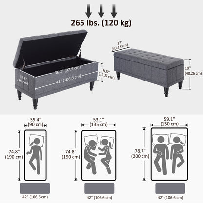 Tufted fabric storage bench