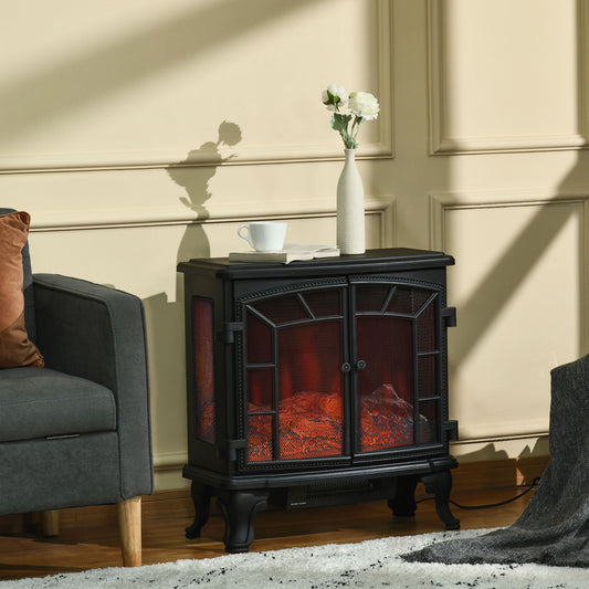 Freestanding Electric Fireplace Heater Realistic Flame 1500W