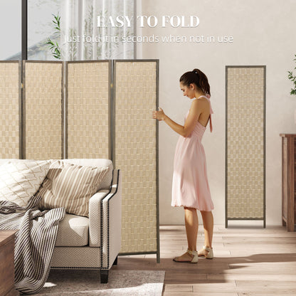 6-Panel Hand-Woven Room Divider Screen